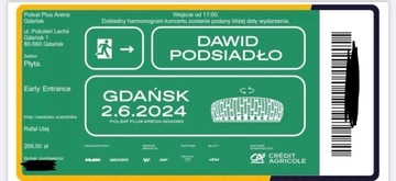 2 Bilety koncert Dawid Podsiadło Gdańsk 02.06.2024