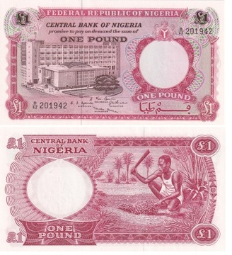 NIGERIA 1 Pound P-8 1967 UNC 