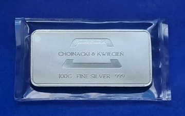 Sztabka srebra 100 g Chojnacki & Kwiecień