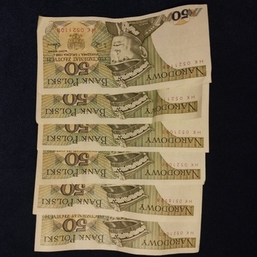 21 szt  banknot 50 zł z 1988 roku