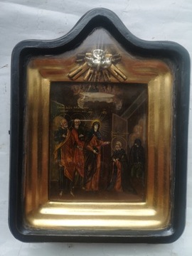 Stara ikona  Pojawienie Matki Bożej  Sergiuszowi 