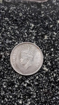 1 rupia, Indie, Jerzy VI, 1940, SREBRO
