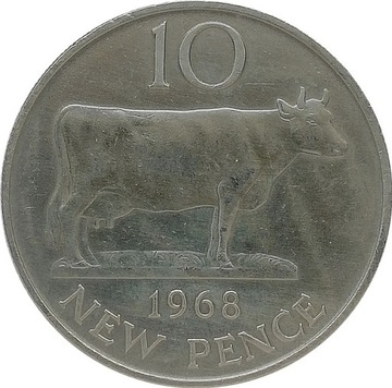 Guernsey 10 new pence 1968, KM#24