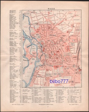 HALLE stary plan miasta z 1888 roku