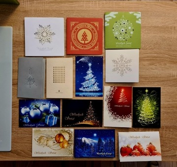 Kartki świąteczne Pocztówki bożonarodzeniowe 14szt