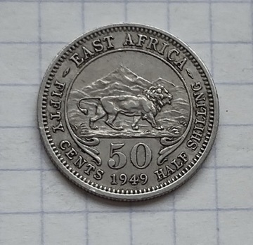 #413 Brytyjska Afryka Wschodnia 50 centów 1949 stan!