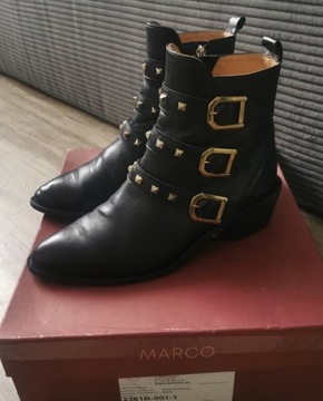 Skórzane damskie botki Marco Shoes