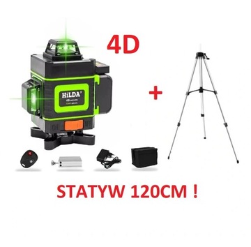 Poziomica laserowa krzyżowa HILDA 4D + STATYW