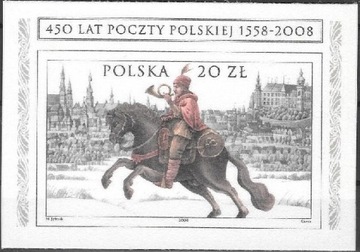 Blok 213 - 450 lat Poczty Polskiej -  na jedwabiu.