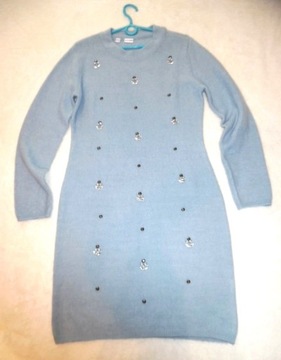 Sweterkowa niebieska sukienka BODYFLIRT 40/42 L/XL