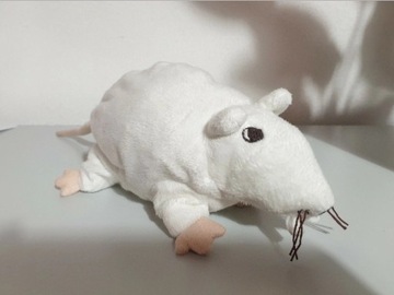 Maskotka biały szczur / mysz z irchowym ogonkiem 