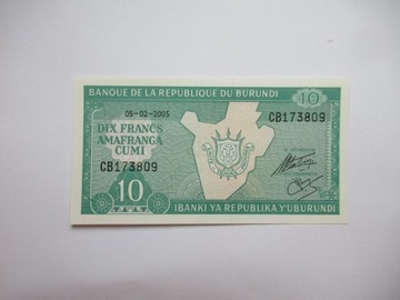 BANKNOT 10 FUNTÓW 2005,BURUNDI