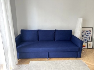 FRIHETEN Rozkładana sofa 3-osobowa, niebieska