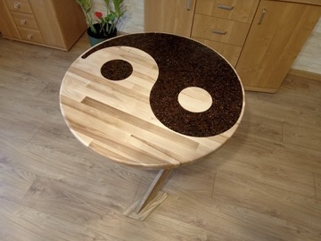 Stolik kawowy yin yang kawa żywica epoksydowa 80cm