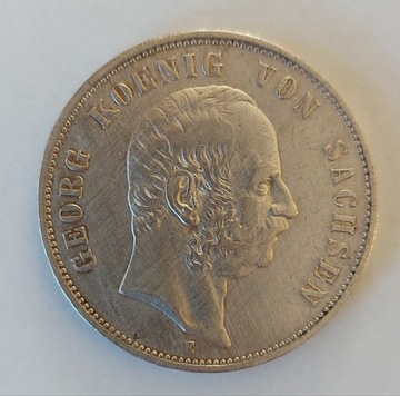 Moneta Funf Mark E Georg Koenig von Sachsen 1903 r