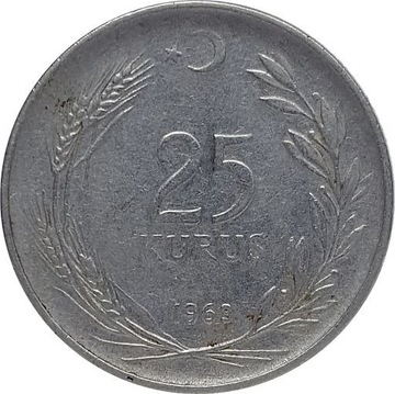 Turcja 25 kurus 1963, KM#892.2