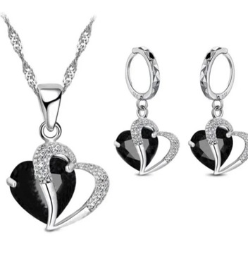 Zjawiskowy srebrny komplet biżuterii serca