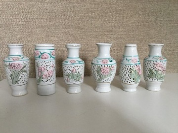 Chińska porcelana wazoniki zestaw 6szt okres Prl