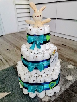 Tort z pampersów - BABY SHOWER, narodziny, święta