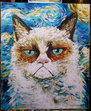 Portret olejny "Kot Grumpy "