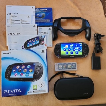 PS Vita PCH-1004, karta 512 GB, gry, uchwyt, etui