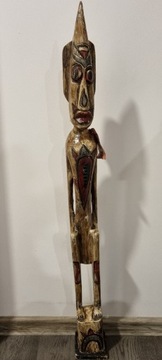 Unikatowa Papua drewniana rzeźbiona figura