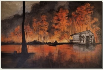 Obraz ręcznie malowany " płonący las"