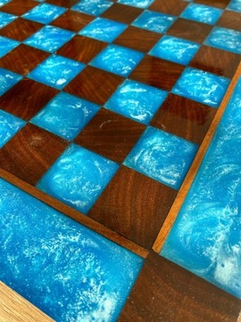 Ręcznie robiona szachownica plansza warcaby żywica
