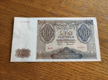 Banknot 100 złotych 1941 