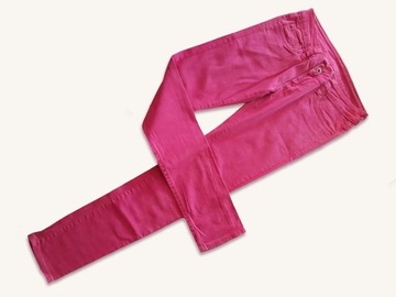 Różowe dżinsy spodnie damskie rurki biodrówki L