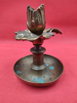 Stary mosiężny świecznik 13cm