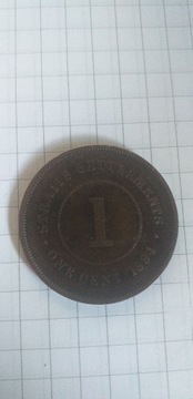 Moneta 1 cent Straits Settments 1884 Quenn Victori