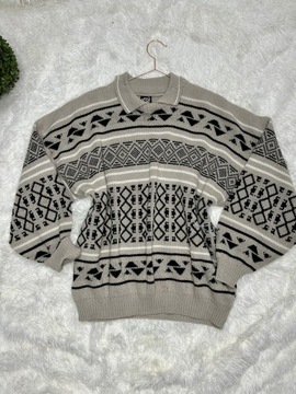 Sweter vintage z kołnierzykiem 30% wełna r.XL