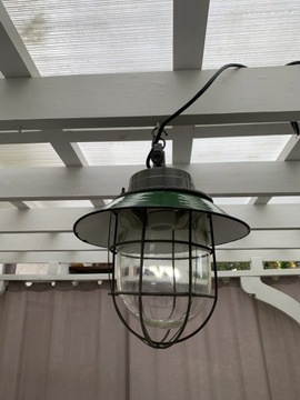 Lampa Emaliowa ze szklanym kloszem art Deco