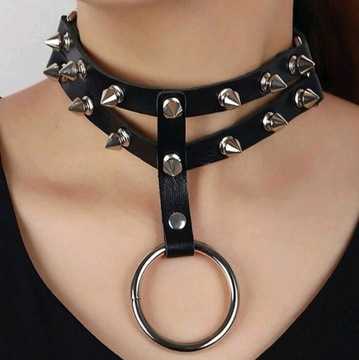 Choker z ćwiekami i kółkiem  no11