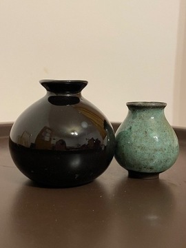 Wazon Vintage ceramiczny waza zielona 2 szt