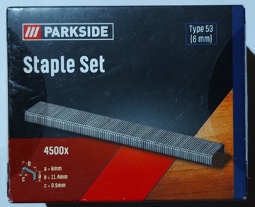 Zszywki PARKSIDE typ 53 długość 6mm 4500 szt