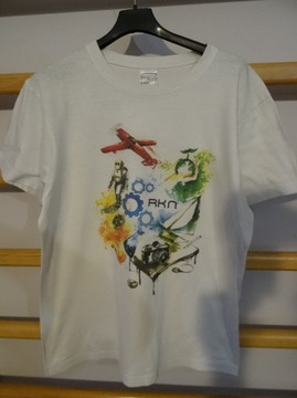 T-shirt biały z kolorowym nadrukiem  r. 158/164