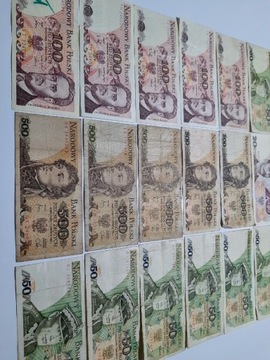 262L' 18 BANKNOTÓW PRL OD 20 ZŁ DO 500 ZŁOTYCH 