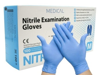Rękawiczki Nitrylowe Medyczne Niebieskie 