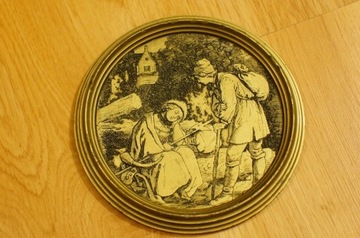 Obrazek medalion na ścianę złoty włóczykij scenka