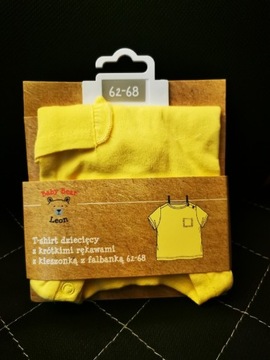 T-shirt dziecięcy z krótkimi rekawami 62-68 baby żółty z falbanką 