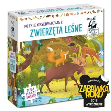 Puzzle obserwacyjne Zwierzęta leśne 54 el. plakat