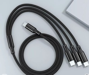 Kabel USB 3w1 - USB typ C microUSB Lightning 1,5 m