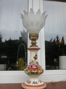 lampa / lampka ceramiczna z kloszem cudowna 