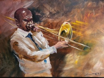 ,,Jazz man,,obraz olejny Artur Sudak 50x70cm 