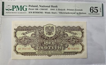 5 złotych 1944 PMG 65 EPQ  -owym