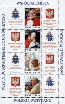 Polska - Blok 188, 189, 3959-66, Papież Jan Paweł 