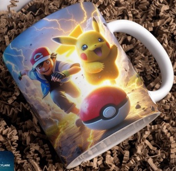 Kubek ceramiczny z nadrukiem Pokemony Pikachu Ash