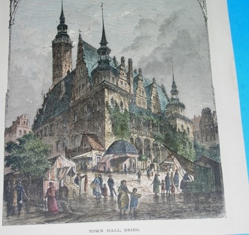 1877 oryginał BRZEG Brieg Śląsk RATUSZ rynek 